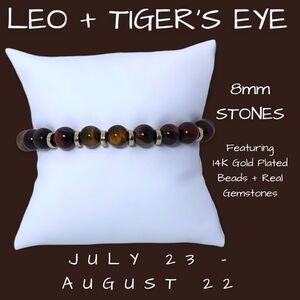 NWT Wool + Pepper Co. Leo + Tiger’s Eye Bracelet (Gold) - Zodiac x Gemstone